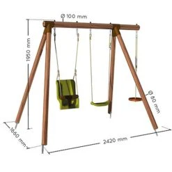 Soulet Tiago Wooden Swing Set -PlantHub Shop 004493 VISUEL DIM PRODUIT