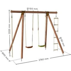 Soulet Ernest Wooden Swing Set -PlantHub Shop 004496 VISUEL DIM PRODUIT