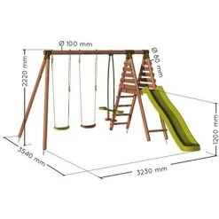 Soulet Violette Wooden Swing Set With Slide -PlantHub Shop 004506 VISUEL DIM PRODUIT