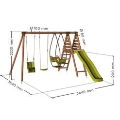 Soulet Colza Wooden Swing Set With Slide -PlantHub Shop 004510 VISUEL DIM PRODUIT