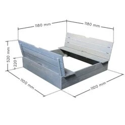Soulet Sandpit With Folding Benches 120 X 120cm -PlantHub Shop 004527 VISUEL DIM PRODUIT