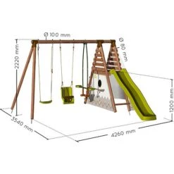 Soulet Camelia Wooden Swing Set With Slide 17 Soulet Camelia Wooden Swing Set With Slide -PlantHub Shop 004636 VISUEL DIM PRODUIT