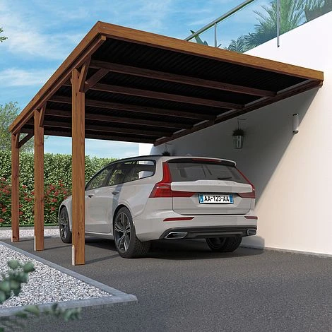 Cerland Victor Wall Mounted Wooden Carport 3 X 5m 3 Cerland Victor Wall Mounted Wooden Carport 3 X 5m