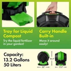 Tumbling Barrel Rolling 50L Composter -PlantHub Shop 05 handle