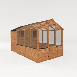 Waltons 12' X 6' Apex Greenhouse With Shed Extension -PlantHub Shop 1220x20620Shiplap20Combi20Greenhouse20and20Wooden20Storage20Shed20Perspective