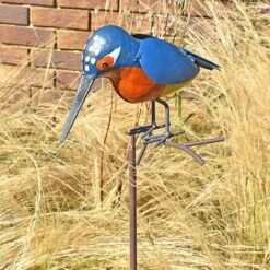 Metal Kingfisher Garden Stake 1m Tall Outdoor Bird Ornament 17 Metal Kingfisher Garden Stake 1m Tall Outdoor Bird Ornament -PlantHub Shop 2454 5