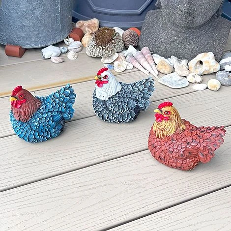 3 Chicken Garden Ornaments Hen Outdoor Animal Statues 5 3 Chicken Garden Ornaments Hen Outdoor Animal Statues - Image 3
