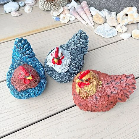 3 Chicken Garden Ornaments Hen Outdoor Animal Statues 7 3 Chicken Garden Ornaments Hen Outdoor Animal Statues - Image 5