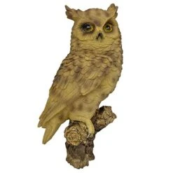 Wall Mountable Eagle Owl Bird On A Branch Garden Ornament