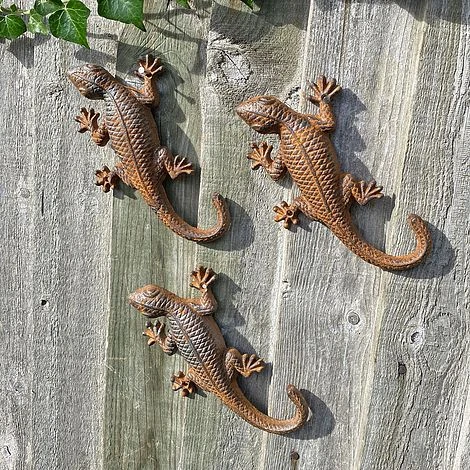 3 Wall Lizard Cast Iron Gecko Garden Ornaments Metal Decoration 4 3 Wall Lizard Cast Iron Gecko Garden Ornaments Metal Decoration - Image 2