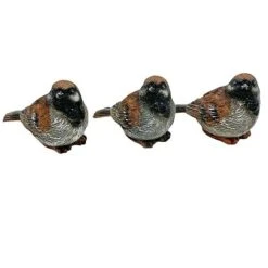 Set Of 3 Pot Topping Sparrow Bird Garden Ornaments -PlantHub Shop 3663XS 3