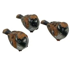 Set Of 3 Pot Topping Sparrow Bird Garden Ornaments -PlantHub Shop 3663XS 5