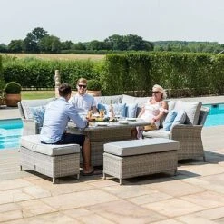 Maze Rattan Oxford Royal Corner Dining Set With Integrated Rising Ice Bucket Table -PlantHub Shop 402116 2