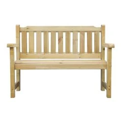 Waltons 2 Seater Pressure Treated Wooden Garden Bench 4ft -PlantHub Shop 4ft Bench Front White Background