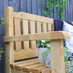 Waltons 2 Seater Pressure Treated Wooden Garden Bench 4ft -PlantHub Shop 4ft Bench Lifestyle Detail 001