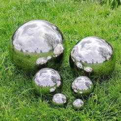 4 Mirror Spheres 5.5, 9, 15, 20cm Stainless Steel Garden Globe Ornaments -PlantHub Shop 5591520 1