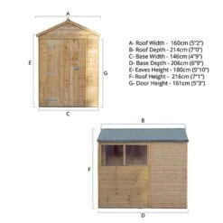 Waltons 7' X 5' Outdoor Tongue & Groove Repositionable Garden Shiplap Storage Shed 18 Waltons 7' X 5' Outdoor Tongue & Groove Repositionable Garden Shiplap Storage Shed -PlantHub Shop 7x5 Shiplap Apex Modular Spec Drawing 300dpi 01