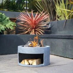 Firebowl & Round Console Cement H32Cm D58Cm -PlantHub Shop 996767 3