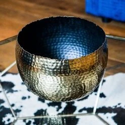 Hammered Bowl Gold/Black 30Cm -PlantHub Shop AC30G 2