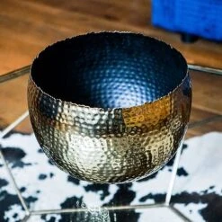 Hammered Bowl Gold/Black 30Cm -PlantHub Shop AC30G 5