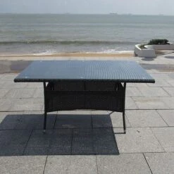 Albany Garden Rectangular Rattan Dining Set 6 Seater Grey Stackable -PlantHub Shop ALBSET6TGTable