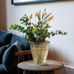 Amber Ribbed Vase H24.5Cm W21.5Cm 5 Amber Ribbed Vase H24.5Cm W21.5Cm -PlantHub Shop ARV21 1