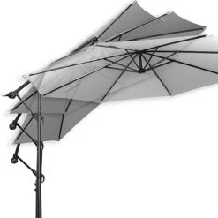 Idooka 300cm Grey Cantilever Garden Parasol - Patio Umbrella & Sun Shade -PlantHub Shop Adjustable1