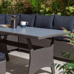 Rowlinson Garden Deluxe Rattan Corner Sofa Dining Set 8 Seat Grey -PlantHub Shop AlbanyCornerset Grey 02