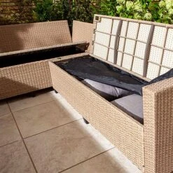 Rowlinson Garden Deluxe Rattan Corner Sofa Dining Set 8 Seat Oatmeal -PlantHub Shop AlbanyCornerset Wheat 09
