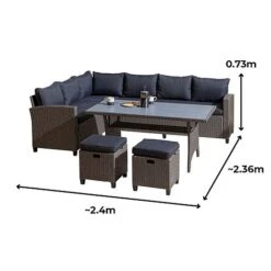 Rowlinson Garden Rattan Corner Sofa Dining Set Grey 8 Seater -PlantHub Shop AlbanyRattansizes21