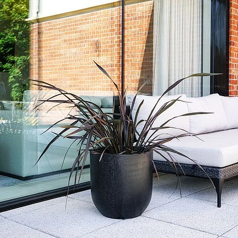 Catania Anthracite Terrazzo Set Of 2 Round Planters 4 Catania Anthracite Terrazzo Set Of 2 Round Planters - Image 2