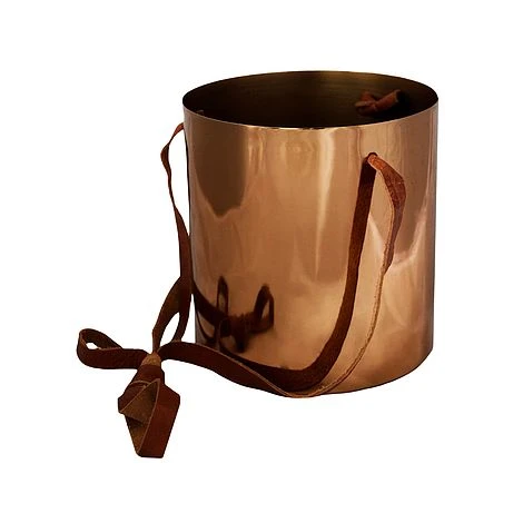 Copper Hanging Planter With Leather Strap D13Cm 3 Copper Hanging Planter With Leather Strap D13Cm