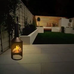 Idooka Black Chiminea Outdoor Heating Fire Pit -PlantHub Shop CM70001.LogStore.Lifestyle