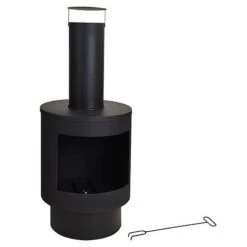 Idooka Black Chiminea Outdoor Heating Fire Pit -PlantHub Shop CM70001.NoLogStore.Main
