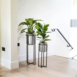 Calla Planter Stand Black/Pewter H58CM D22CM 5 Calla Planter Stand Black/Pewter H58CM D22CM -PlantHub Shop CPSBP58 1