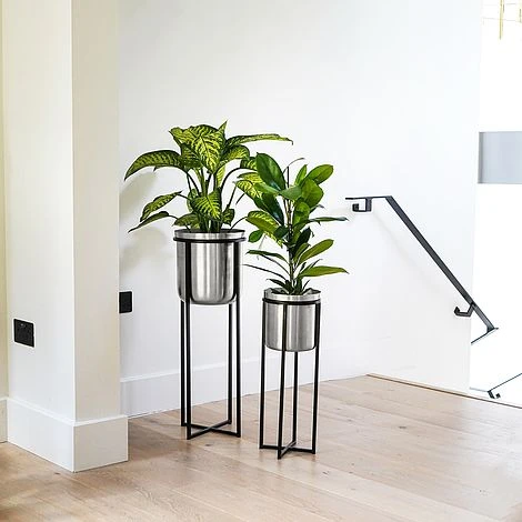 Calla Planter Stand Black/Pewter H78CM D29CM 4 Calla Planter Stand Black/Pewter H78CM D29CM - Image 2