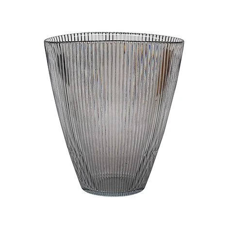 Charcoal Ribbed Vase H24.5Cm W21.5Cm 3 Charcoal Ribbed Vase H24.5Cm W21.5Cm