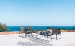 Idooka 4 Seater Black Mesh Lounge Sofa Set -PlantHub Shop Courtyard