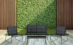 Idooka 4 Seater Black Mesh Lounge Sofa Set -PlantHub Shop Deck