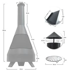 Idooka Garden Chiminea Outdoor Fire Pit Patio Heater Black Metal Log Burner Chimney -PlantHub Shop Dimensions2