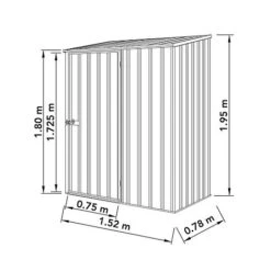 Absco Space Saver 5' X 3' Pent Roof Outdoor Metal Garden Storage Shed - 4 Colours Available -PlantHub Shop ESDXL20MET103 Spec Drawing 300dpi