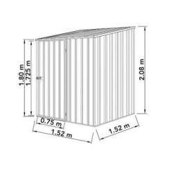 Absco Space Saver 5' X 5' Pent Roof Outdoor Metal Garden Storage Shed - 4 Colours Available -PlantHub Shop ESDXL20MET106 Spec Drawing 01