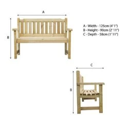 Waltons 2 Seater Pressure Treated Wooden Garden Bench 4ft -PlantHub Shop ESDXL21PT047 4ft Bench Spec Drawing 72dpi