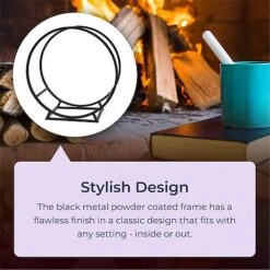 Idooka Round Indoor Contemporary Log Storage Raised Metal Design Log Holder -PlantHub Shop FB8000090.Design