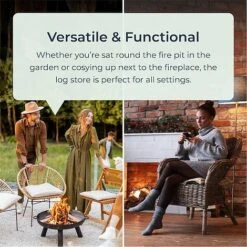 Idooka Round Indoor Contemporary Log Storage Raised Metal Design Log Holder -PlantHub Shop FB8000090.Functional