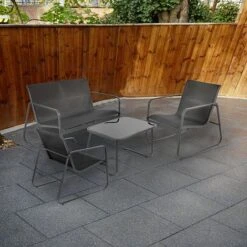 Idooka 4 Seater Black Mesh Lounge Sofa Set -PlantHub Shop FD4300500.Lifestyle