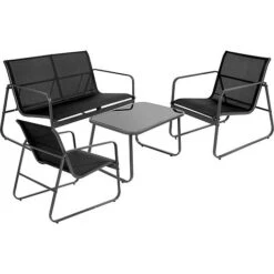 Idooka 4 Seater Black Mesh Lounge Sofa Set -PlantHub Shop FD4300500.Main