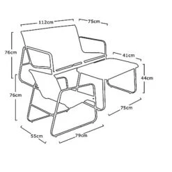 Idooka 4 Seater Black Mesh Lounge Sofa Set -PlantHub Shop FD4300500.Silhouette