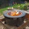 Round Steel Firepit With Copper Effect Bowl -PlantHub Shop FPITR LS2