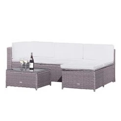 Garden Gear Milan Rattan Lounge Sofa Set - Grey -PlantHub Shop FURN MILANLGRE T40541